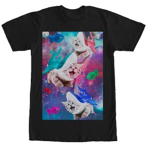 Men's Lost Gods Shark Kitten Space Attack T-Shirt - 1 of 4