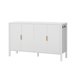 Lyngins Sideboard Buffet Cabinets with Hidden Storage Racks,Side Hooks,Stripe Coffee Bar Cabinets with 4 Doors,Credenzas for Kitchen,Entryway - 1 of 4