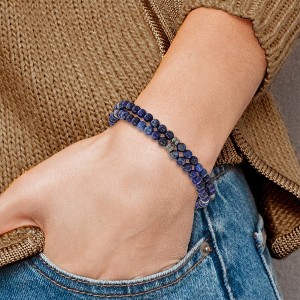 Chisel Stainless Steel Brushed and Antiqued Bronze-plated 4.5mm Lapis Beaded Stretch Bracelet - 1 of 4