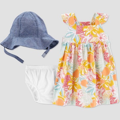 Image of Baby Girls' Tropical Floral Top & Bottom Set with Hat - Just One You® made by carter's 3M