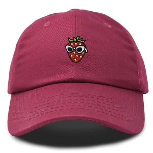 Dalix Strawberry Embroidered Cap Cotton Baseball Summer Cool Dad Hat Womens - 1 of 4