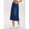 INSPIRE CHIC Women's Denim Elastic Waist Split Back Pockets Raw Hem Sheath Maxi Jean Skirts - 2 of 4
