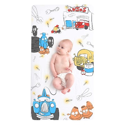 JumpOff Jo Fitted Crib Sheet - Cotton Crib Sheet for Standard Sized Crib Mattresses - Hypoallergenic and Breathable - 28 x 52 Inches - Jo's Garage