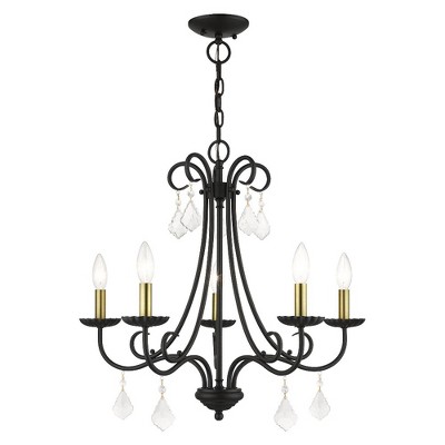 Livex Lighting Daphne 5 - Light Chandelier in  Black/Antique Brass