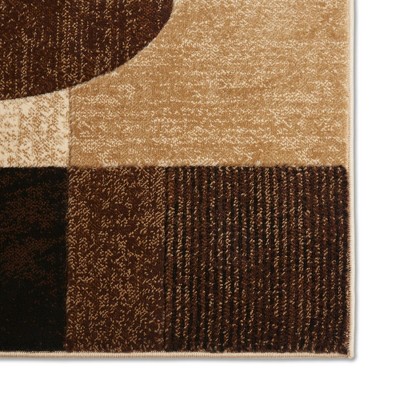 Jasmine Brown and Red Geometric Synthetic Area Rug