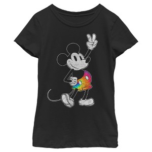 Girl's Disney Mickey Tie Dye Pants Portrait T-Shirt - 1 of 4