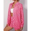 Women's Casual 2 Piece Lounge Set with Long Sleeve Button Down Shirt and High Waist Drawstring Shorts - 2 of 4