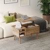 HOMLUX Lift Top Coffee Table with Hidden Storage, Side Shelf, Black/Brown/Gray - 2 of 4