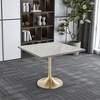 LeisureMod Verve 27" Square Dining Table - Modern Resin Top with Brushed Gold Pedestal Base Accent Side Table for Contemporary Kitchen and Home - 2 of 4