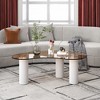 Modern White Coffee Table with Tempered Glass & 3 Legs - 2 of 4