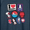 Women's - Peanuts - I Heart Snoopy Patches Lightweight French Terry Wide Neck Long Sleeve Shirt - 2 of 4