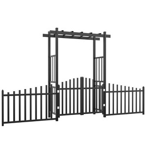 Karl Home 85 In. Black Pvc Garden Arbor With Gate And Fence - 1 of 4