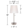 360 Lighting Justin 18" High Small Modern Accent Table Lamps Set of 2 USB Port Pull Chain Silver Finish Metal White Shade Living Room Charging Bedroom - 4 of 4