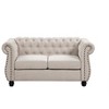 Chesterfield Chenille Couch Button Tufted Cushion Seats Loveseat with Rolled Arm for Living Room Beige - Morden Fort - 2 of 4