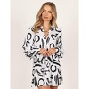 Coolmee Women US Striped V Neck Long Smocked Sleeve Waist Adjustable Tie Mini Dress - 2 of 4
