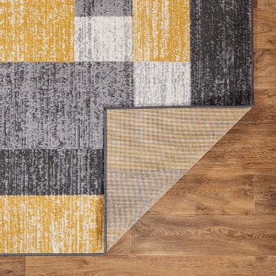 Yellow and Gray Geometric Rectangular 5' x 7' Area Rug