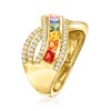 Ross-Simons 1.20 ct. t.w. Multicolored Sapphire and .60 ct. t.w. White Zircon Ring in 18kt Gold Over Sterling - 3 of 4