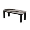 Vynxaria Contemporary Coffee Table: Faux Panda Marble Finish with Black Wooden Legs - 3 of 4