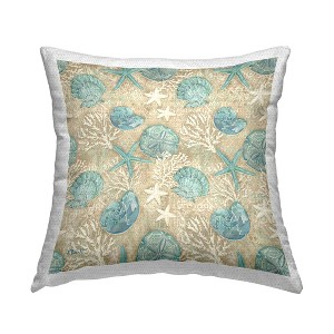 Stupell Industries Blue Seashells Coral Pattern, 18 x 18 - 1 of 3
