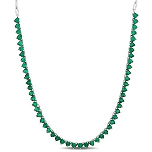 EVERLY JEWELRY  |   Sterling Silver 13-1/3 CT TGW Created Emerald Necklace w/ Lobster Clasp - 1 of 4