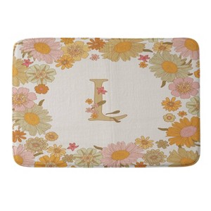 Deny Designs Iveta Abolina Retro Florals 70s Memory Foam Bath Mat Cream - 1 of 4