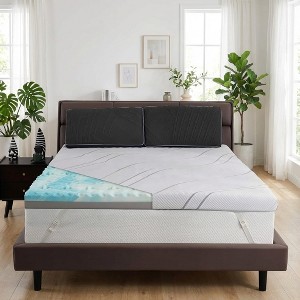 Dyonery 4 Inch Extra Firm Mattress Topper, Reversible Cooling Memory Foam Bed Pad, Bamboo Charcoal High Density Support for Pain Relief - 1 of 4