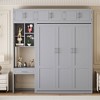 KIGFTSOD Wall Murphy Bed with Desk, Top Cabinet and Storage Shelves, Space Saving Foldable Bed - 2 of 4