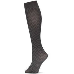 Memoi Women's Horizontal Zag Opaque Knee High Socks - 1 of 4