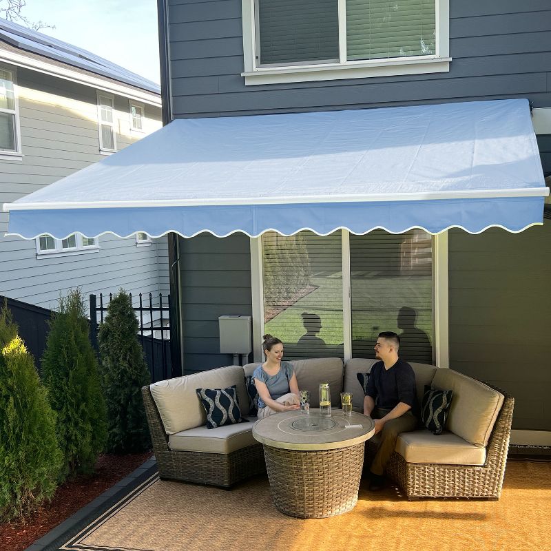ALEKO 13 x 10 feet Retractable White Frame Home Patio Canopy Awning 13'x10', 1 of 12