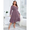 Clearlove Women's Fall Winter Dress Plus Size Round Neck Long Sleeve A Line Flowy Ribbed Knit Dresses - 3 of 4