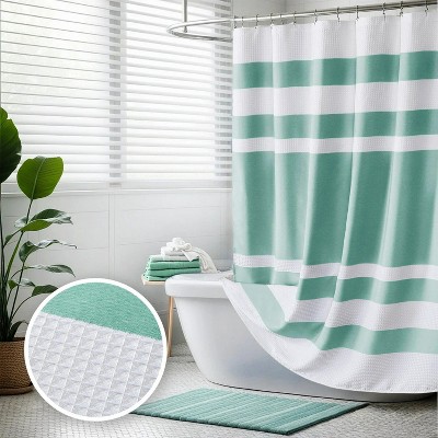 LunaLulinlk Waffle Shower Curtains, Stripe Spa