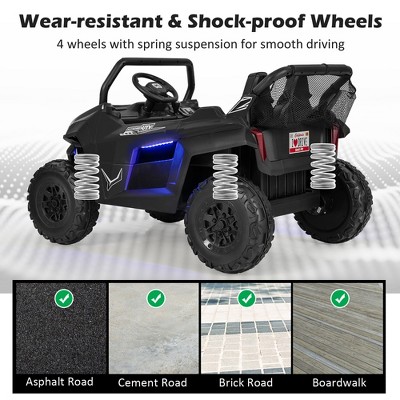 Black 12V 2-Seater Kids Ride-On UTV with Music and Lights
