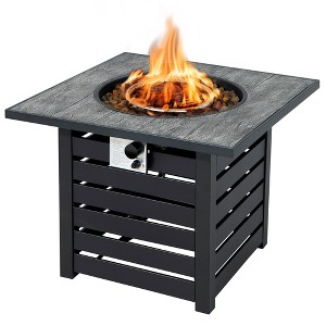Costway 32'' Square Propane Fire Pit Table for Patio w/Lava Rocks Rain Cover 50,000 BTU - 1 of 4