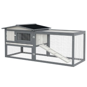 PawHut Rabbit Hutch 2-Story Bunny Cage Small Animal House with Slide Out Tray, Detachable Run, for Indoor Outdoor, Orange - 1 of 4