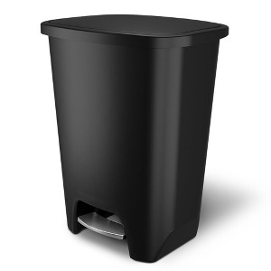 Glad Trash Can with Lid, Stainless Foot Pedal & Garbage Bag Rings, 20 Gal, Black - 1 of 1