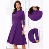 INSPIRE CHIC Women's Vintage 3/4 Sleeves Stand Collar Office Work Elegant A-Line Dress - 2 of 4