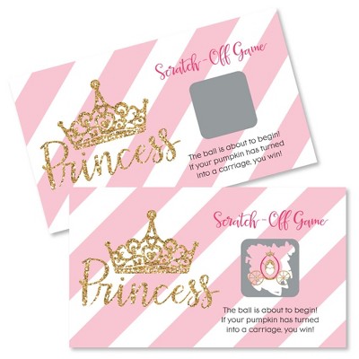 Big Dot of Happiness Little Princess Crown - Pink and Gold Princess Baby Shower or Birthday Party Game Scratch Off Cards - 22 Count