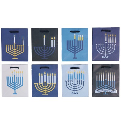 8ct Petite Hanukkah Menorah Gift Bags