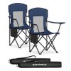 2-Pack Heavy-Duty Foldable Camping Chairs with High Back, Adjustable Armrests & Drink Holders, Portable Outdoor Sports Chairs, - 2 of 4