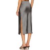 Women's Satin Midi Skirt - High Waist Slit Design with Comfortable Elastic Waistband Grey - 2 of 4