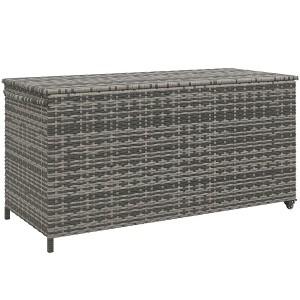 Outsunny 83 Gallon Deck Box, Large Outdoor Storage Chest, PE Wicker Trunk for Outside on Wheels for Garden Tools & Pool Toys - 1 of 4