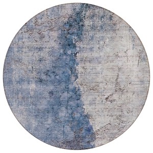 Navy Blue And Gray Abstract Washable Indoor Outdoor Area Rug - 1 of 4