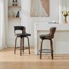 SEYNAR PU Leather 360 Degree Swivel Open Back Bar Stools Wood Legs Set of 2 - 2 of 4