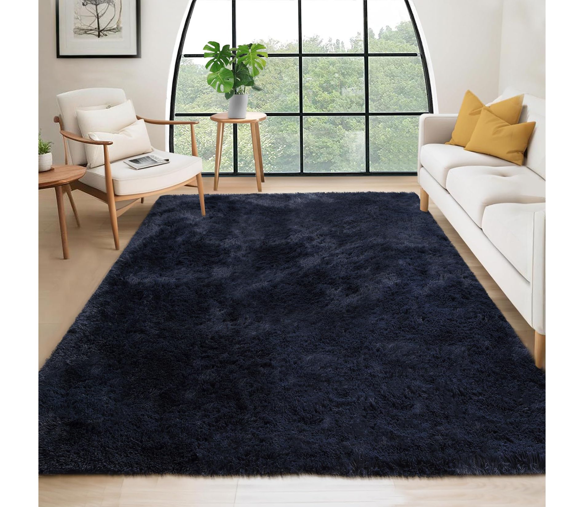 5x8 Fluffy Bedroom Area Rug Washable Soft Shag Large Living Room Rug