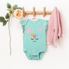 The Juniper Shop Bunny Face With Flowers Baby Flutter Sleeve Bodysuit - 2 of 2