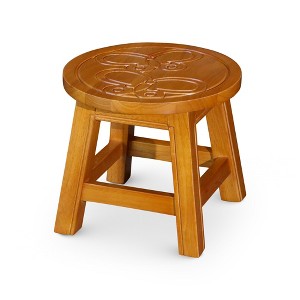 FONTOI Carved Wooden Step Stool with Butterflies Pattern, Ottoman Foot Stools for Living Room Bedroom,Brown, 11"*10"*11" - 1 of 4
