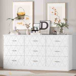 Jojoka 63 Inch 9 Drawer Dresser with Power Outlet Modern Storage Organizer for Bedroom Living Room,Hallway or Office - 1 of 4