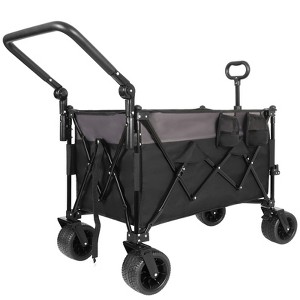 VisioGear Multi-Functional Push-Pull Folding Wagon Cart with Rotating Handle, Adjustable Design for Transport Use, Black&Gray, 37.4"*22.83"*43.7" - 1 of 4