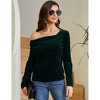 Coolmee Women's Sexy One Off The Shoulder Tops Asymmetrical Neck Clothes Long Sleeve Velvet Shirt Slim Going Out Top - 4 of 4