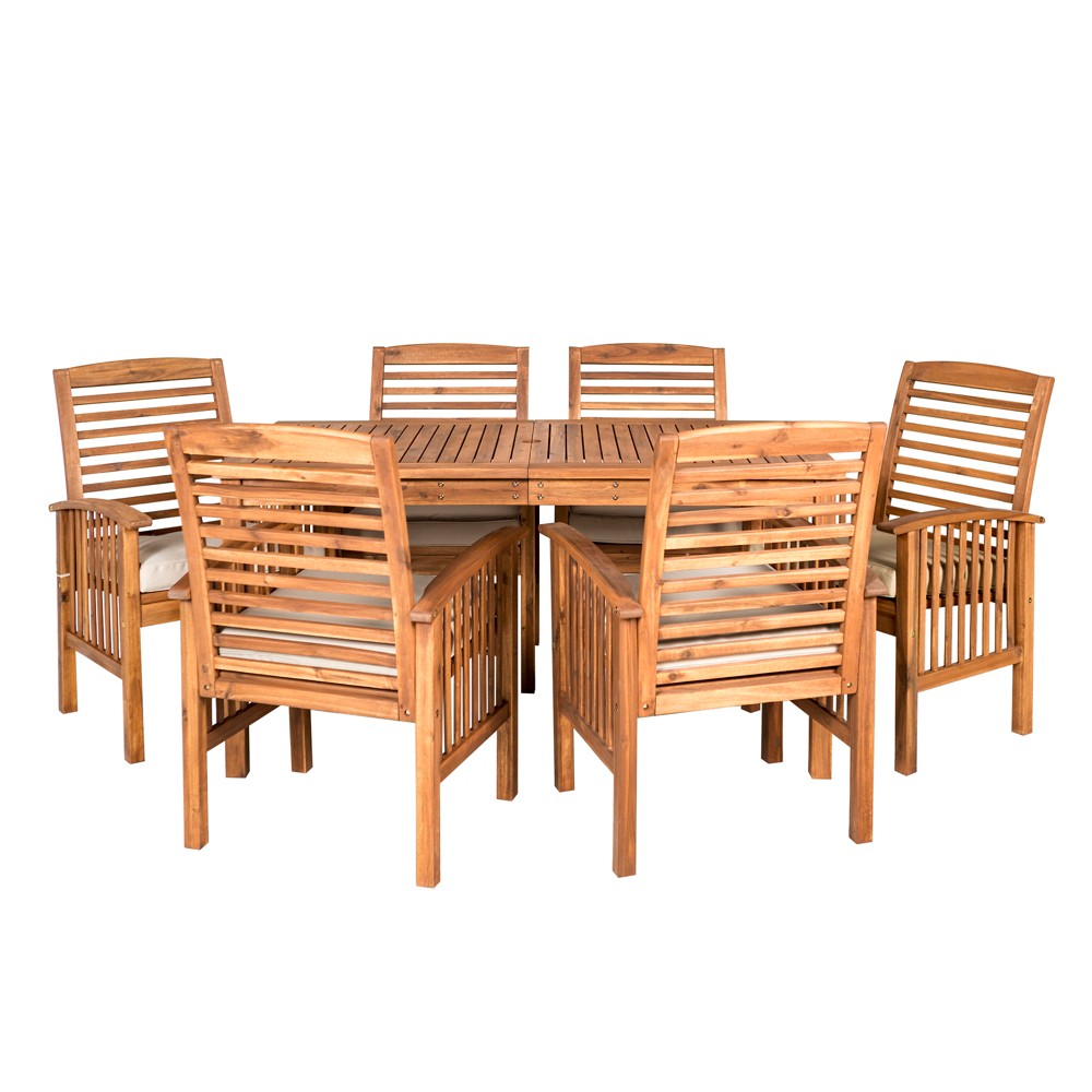 Photos - Garden Furniture Ravenscroft 7pc Acacia Wood Patio Dining Set: Weather-Resistant, Seats 6 